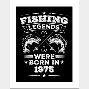 Fishing Legends Born 1975 Gift 45 Year Old Men 45th Birthday T-Shirt Posters and Art